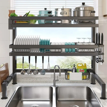 Multifunctional-Carbon-Steel-Dish-Drainer-for-Kitchen-Sink-Thickening-Tableware-Shelf-Kitchen-Items-Organizer-Storage-Racks